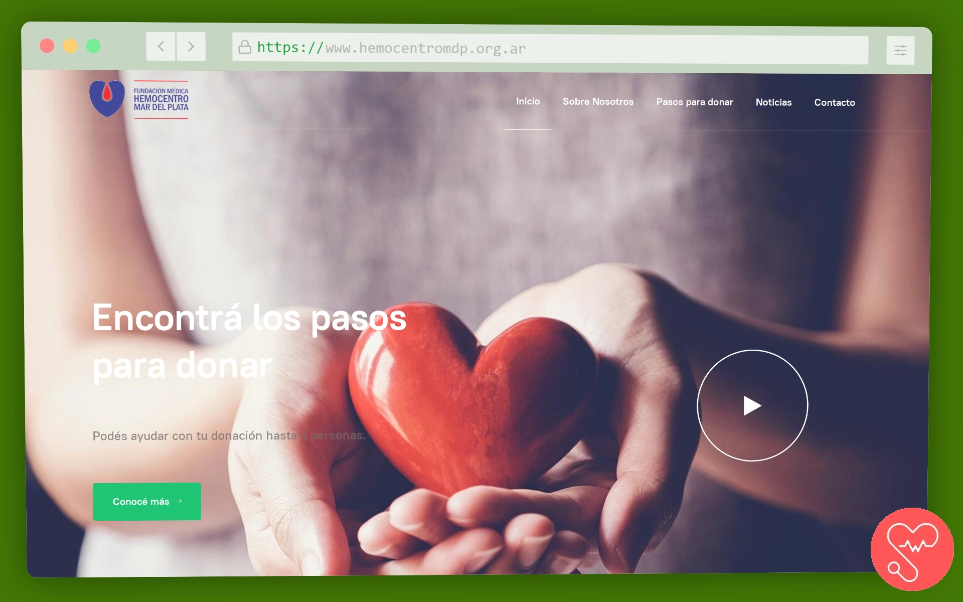 Sitio web de la Fundación Médica Hemocentro Mar del Plata.